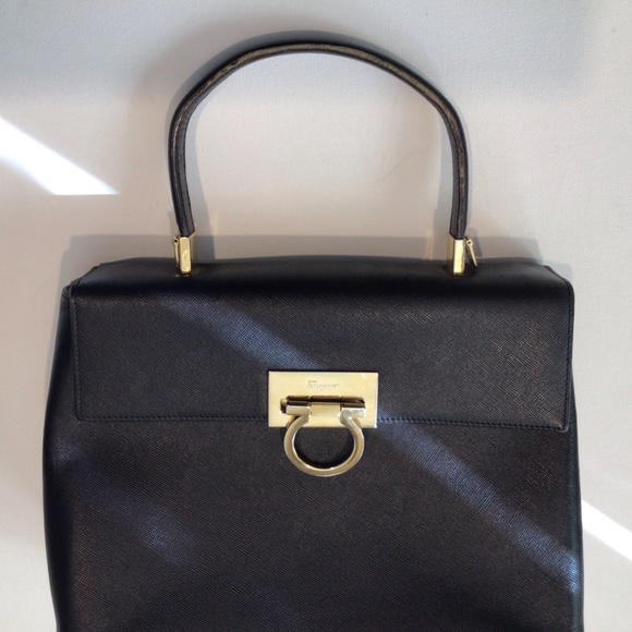 Salvatore Ferragamo Handbags - Salvatore Ferragamo Vintage Black Kelly Bag with strap